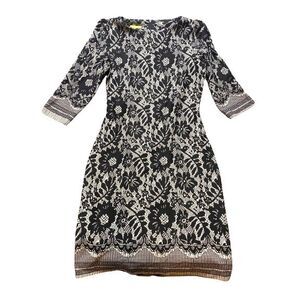 Lavina Dress Womens 44‎ Black White Lace Lined Flower Boho Bodycon Shift Ladies